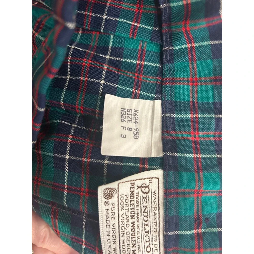 Pendleton Pleated Skirt Green Plaid Wool USA Vintage School Girl Prep Kids 8‎